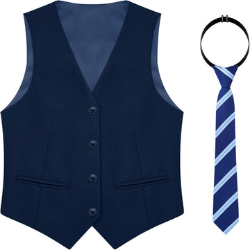 Boy's 4 Button Formal Suit Vest with Tie