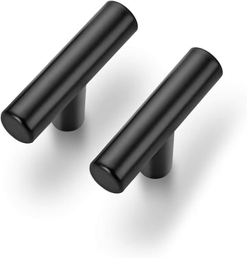 Cabinet Pulls Matte Black Stainless Steel Kitchen Cupboard Handles Cabinet Handles 2”Length, 30-Pack
