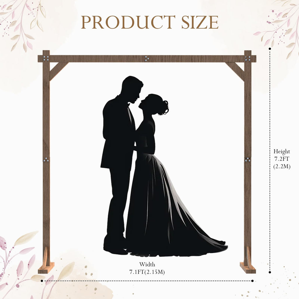 7.2FT Wooden Wedding Arch Square Wood Arches Arbor Backdrop Stand for Ceremony Indoor Outdoor Wedding Party Proposal