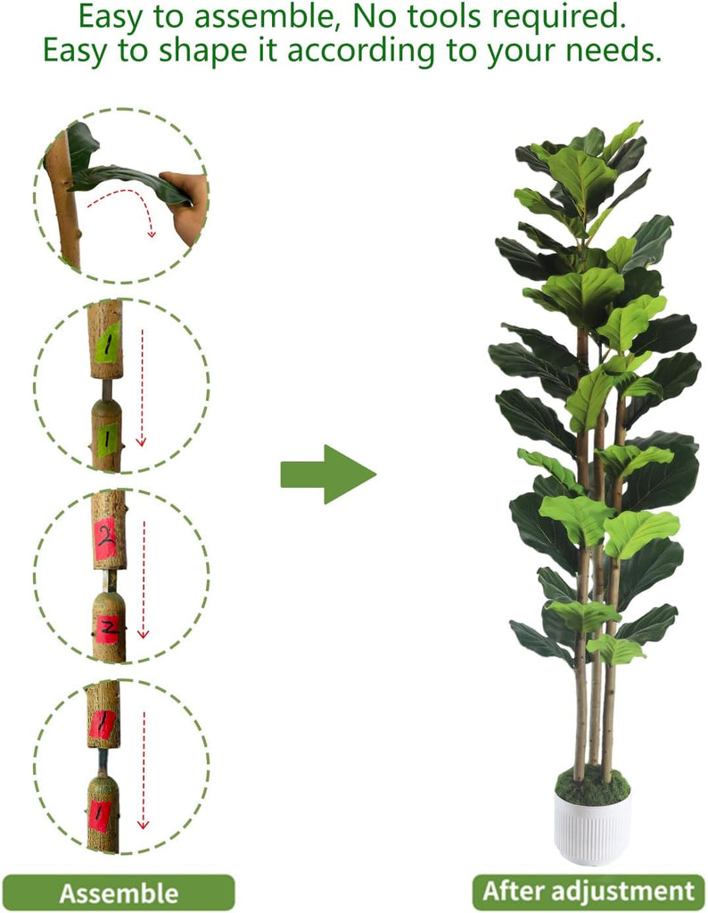 5FT Artificial Fiddle Leaf Fig Tree, Premium Fake Ficus Lyrata Plant in Decorative Planter Home Office Decor