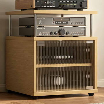Black Stereo Cabinet, Audio Rack with Adjustable Shelves