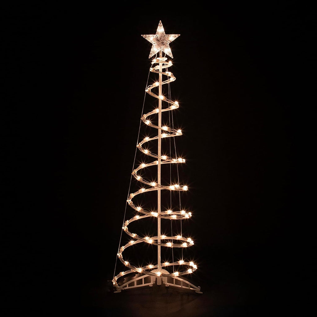 Lighted Spiral Outdoor Christmas Trees - 4' and 6' - Clear - Set of 2