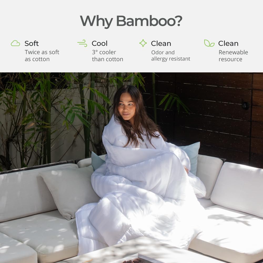 Low-Loft Duvet Insert - Bamboo Viscose Comforter - White - King