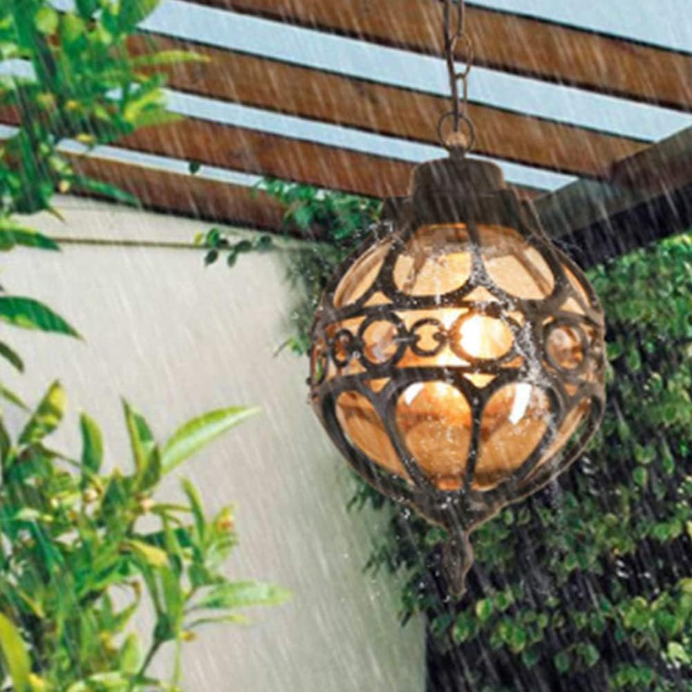 Retro Outdoor Pendant Light Industrial Vintage Outside Waterproof Ceiling Hanging Light Globe Glass Lampshade