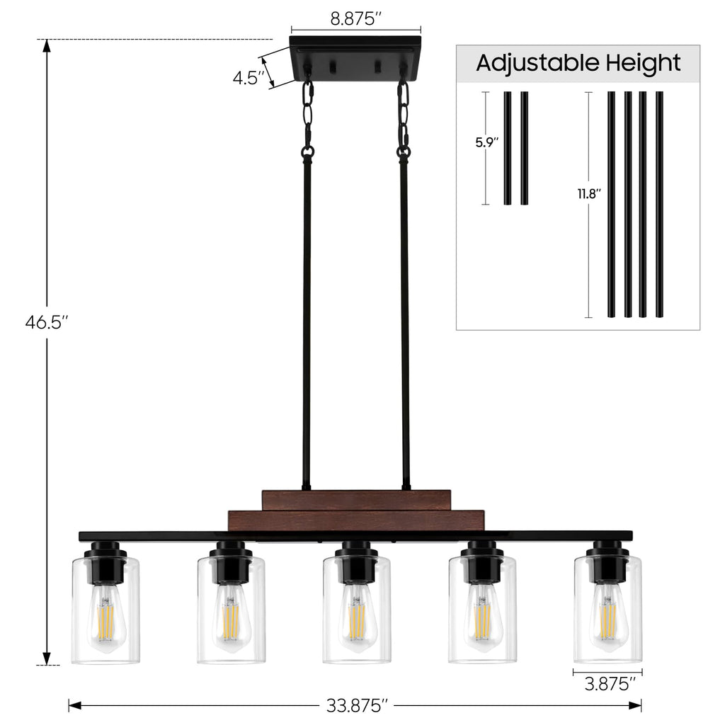 Kitchen Island Lighting, 34" Dining Room Light Fixture Over Table