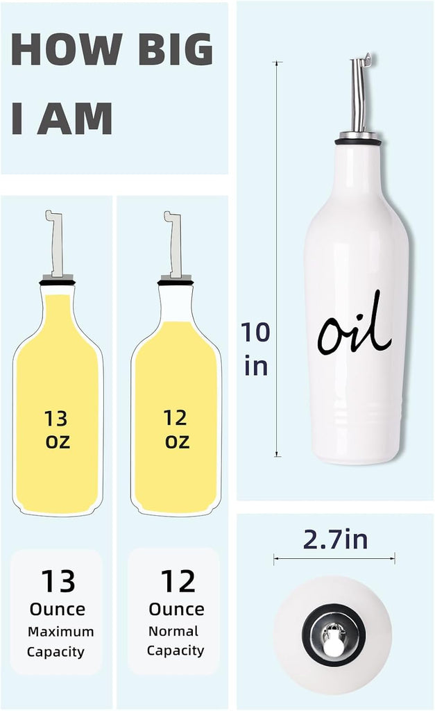 OZ Ceramic Oil and Vinegar Dispenser Bottle Set (White) - Set of 2