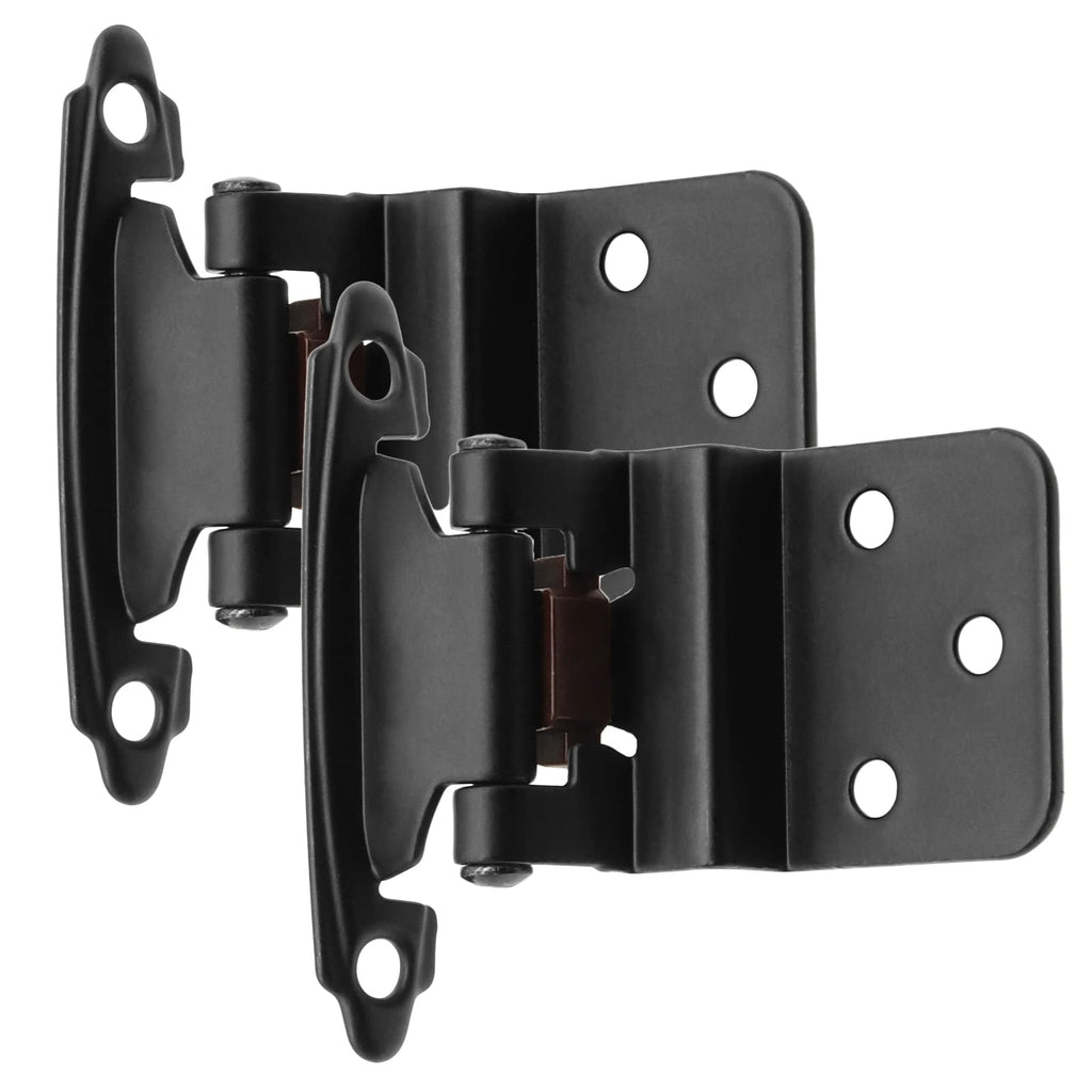 50 Pack (25 Pairs) 3/8" Inset Self Closing Cabinet Hinge Matte Black
