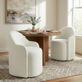 Upholstered Dining Chairs with Casters, No Assembly Modern Dining Room Chairs Accent Vanity Chair with 5 Wheels &