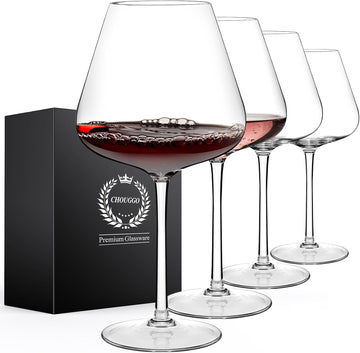 Super Large 28Oz Wine Glasses Set of 4, Hand Blown Crystal Red Wine or White Wine Burgundy Glass, Hand Crafted by