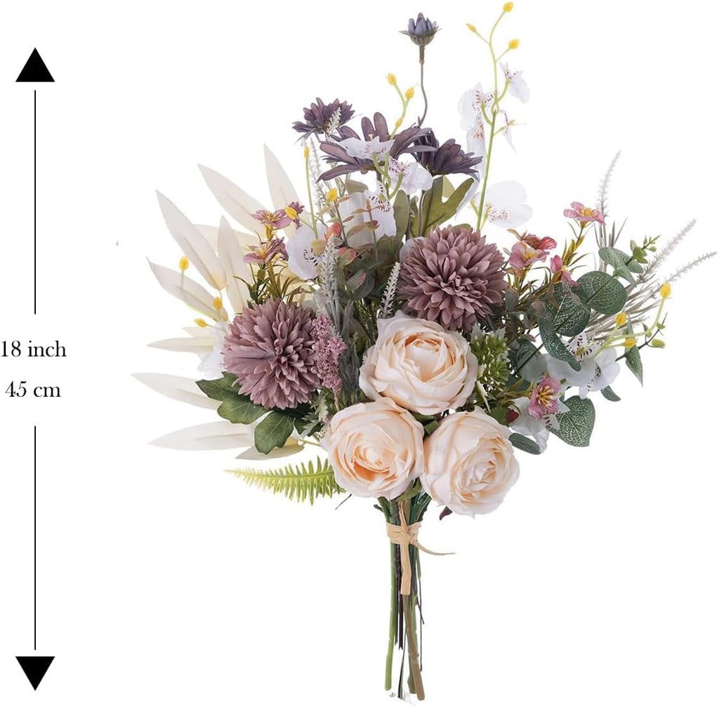 16-inch Artificial Fake Flowers Silk Table Arrangements Faux Plastic Floral Centerpieces Kitchen with Roses - Set of 80