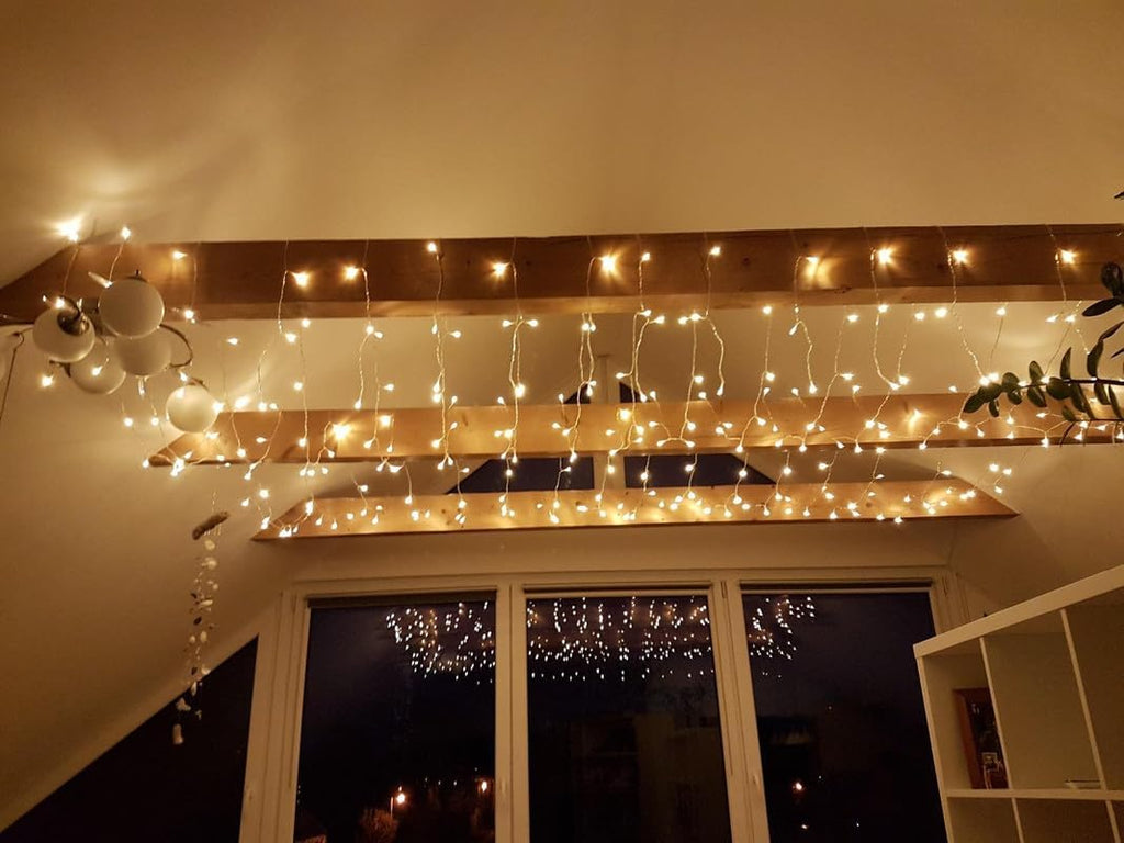 Lighting EVER 306 LED Curtain Lights, 10×10 ft Plug in Hanging Fairy Lights