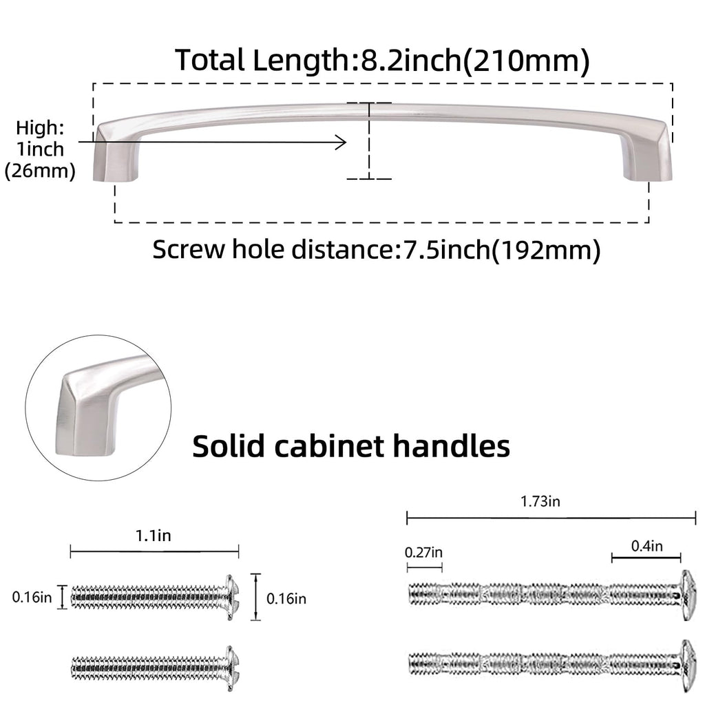 10 Pack 7.5 Inch Brushed Satin Nickel Kitchen Cabinet Handles