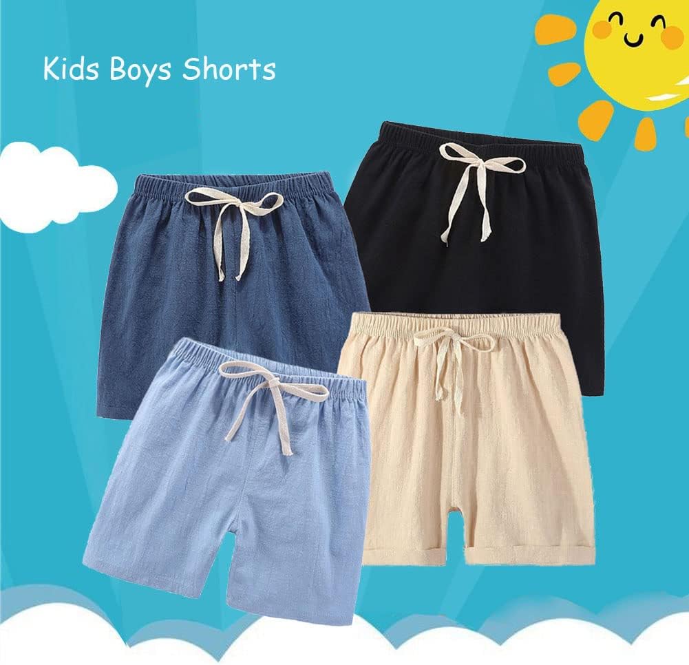 Boys' Summer Shorts Cotton, Pack of 4