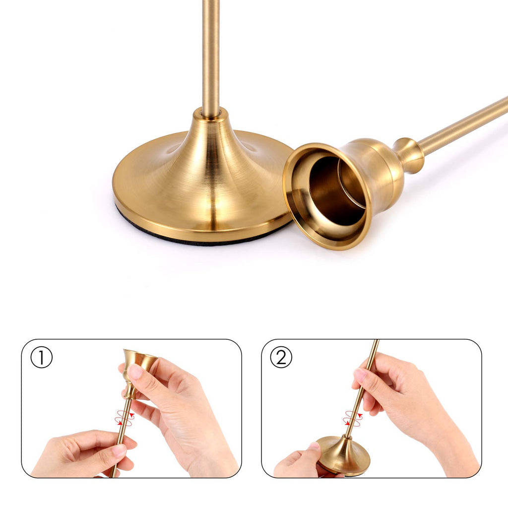 Brass Gold Taper Candle Stick Holders Set of 12, Wedding Table Decor