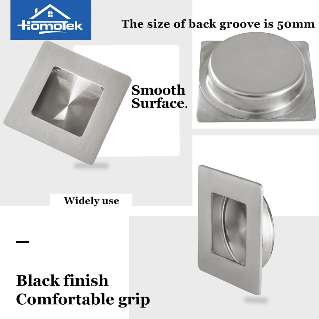 Square Recessed Sliding Closet Door Finger Pulls, Inner Diameter 2-1/8 Inch(54mm), Flush Handles for Pocket, Barn