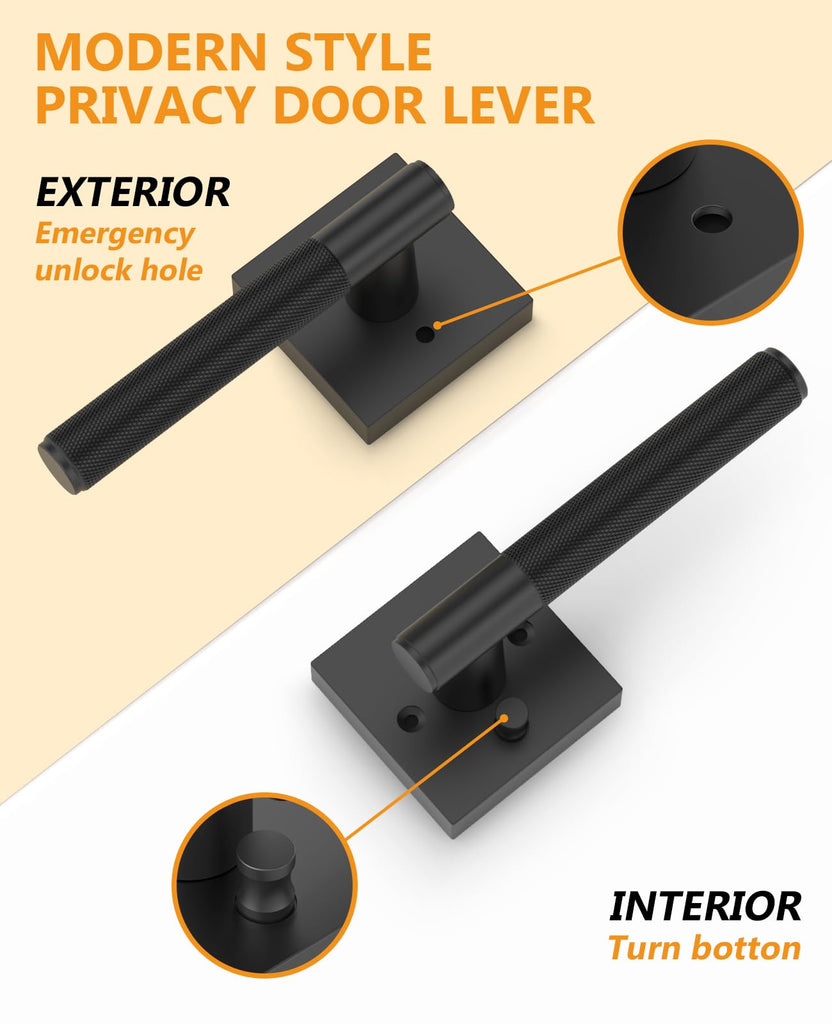 1 Pack Matte Black Privacy Interior Door Handles