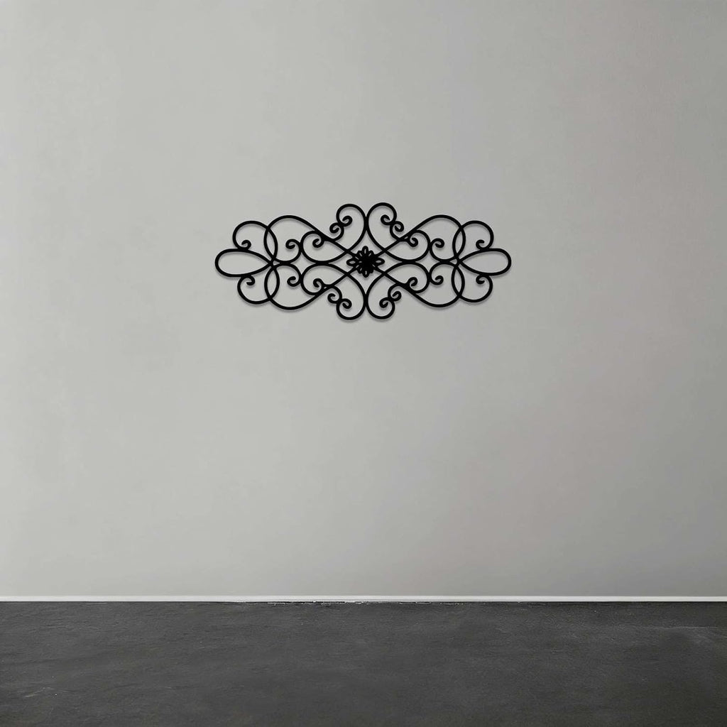 Elegant Scroll Pattern Black Metal Wall Art Metal Outdoor Decor Metal Signs Wall Art Decor Vintage Rustic Farmhouse - Set of 5