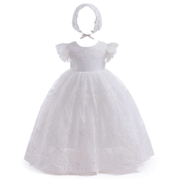 Baby Girl Christening Baptism Dress Long Blessing Gowns White Wedding Dresses (, White 3)