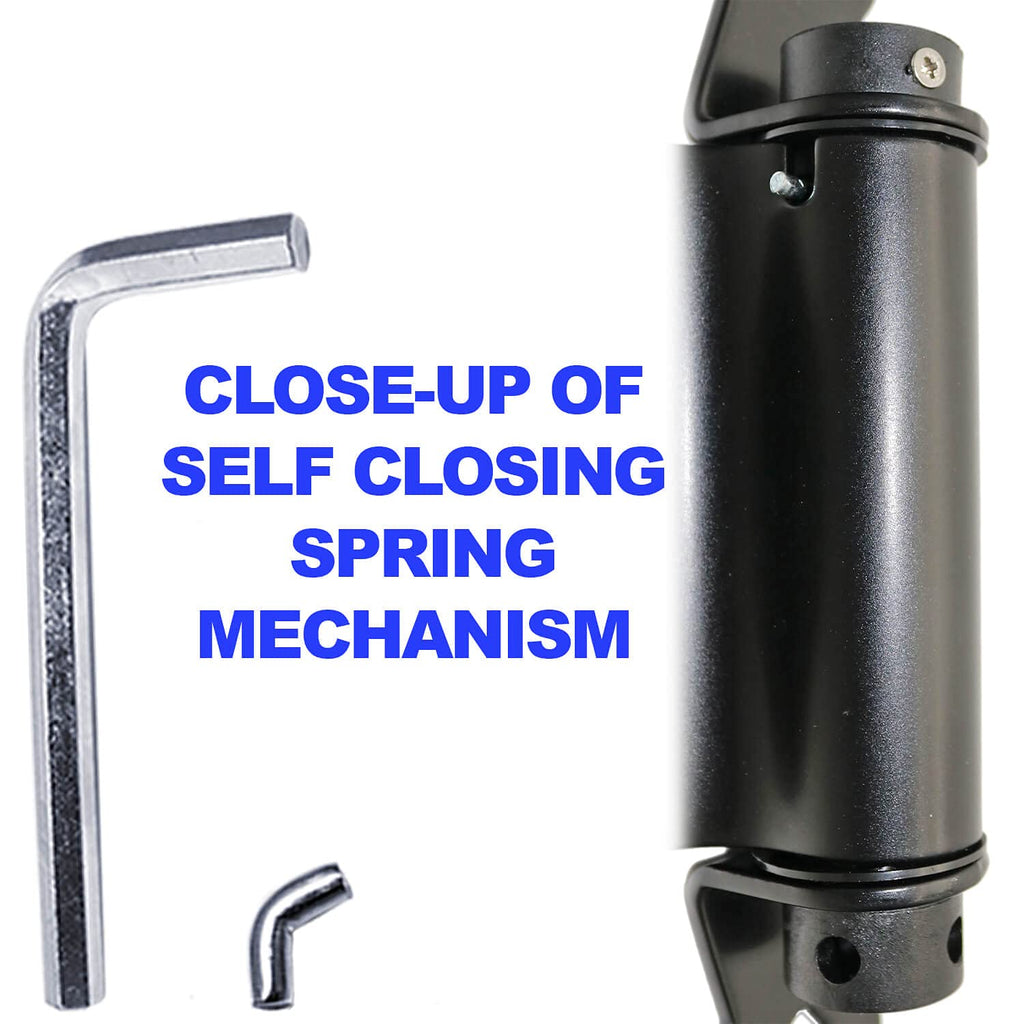 Black Self-Closing T-Strap Gate Hinges - 8" T-Gate Hinge Kit for Wood Fences & Gates, Heavy Duty Hardware (2 Pack)