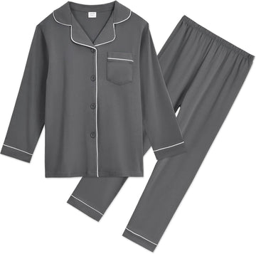 Unisex Kids Pajamas Set Button-Down Long Sleeve for Boys Girls