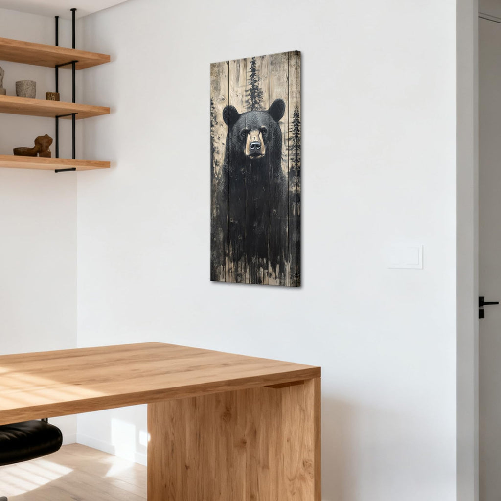 Black Bear Wall Art Canvas Prints Wild Animal Painting Picture Rustic Farmhouse Wall Decor for Cabin Mens Bedromm