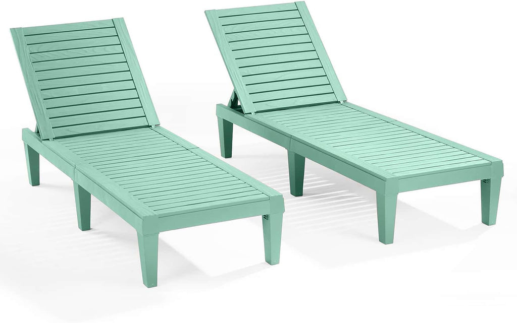 Lounge Chair Outdoor, Tanning Chair, Chaise Lounge Outdoor Set of 2 | 5 Adjustable Positions, Waterproof &