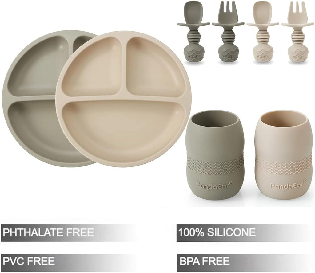Silicone Baby Feeding Set with Divided Suction Plate