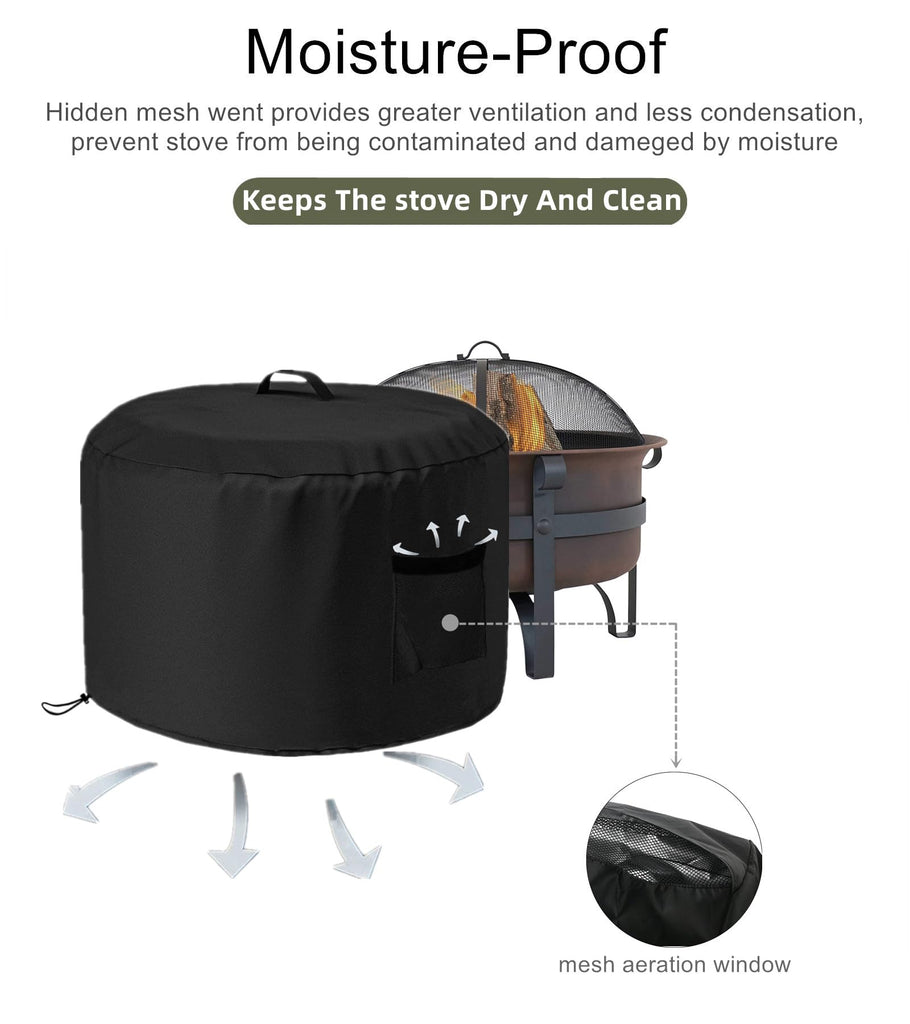 Outdoor Round Fire Pit Cover for 23-29 Inch Stove Bonfire Fire Pit