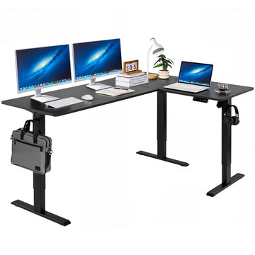 L Shaped Standing Desk 71 x 47 inch, 3 Memory Height Adjustable, Electric Corner Standing Desk with Dual Motor, 2