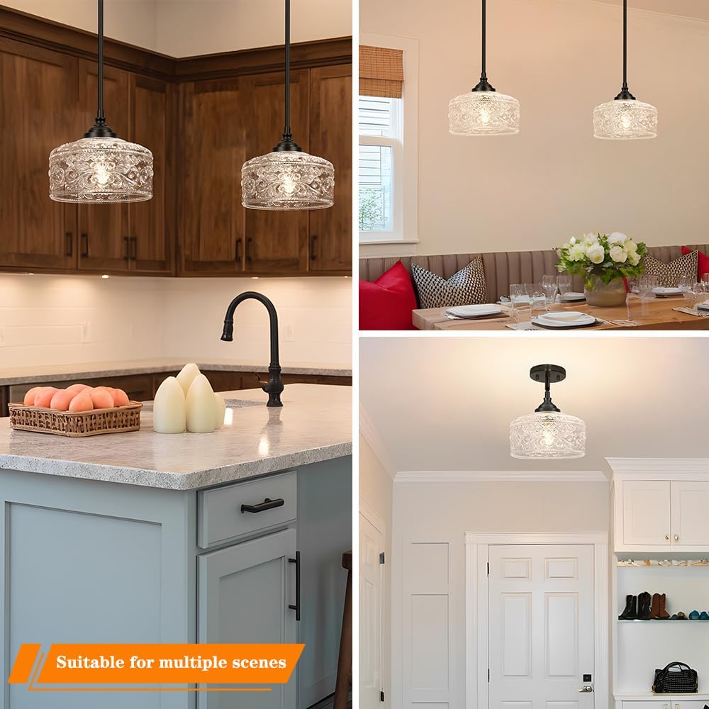 Black Vintage Pendant Lights Kitchen Island, Adjustable Height Kitchen Island Lighting, Bathroom Pendant Light with