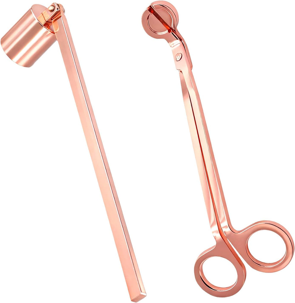 Candle Snuffer and Wick Trimmer, Rose Gold - Set of 4