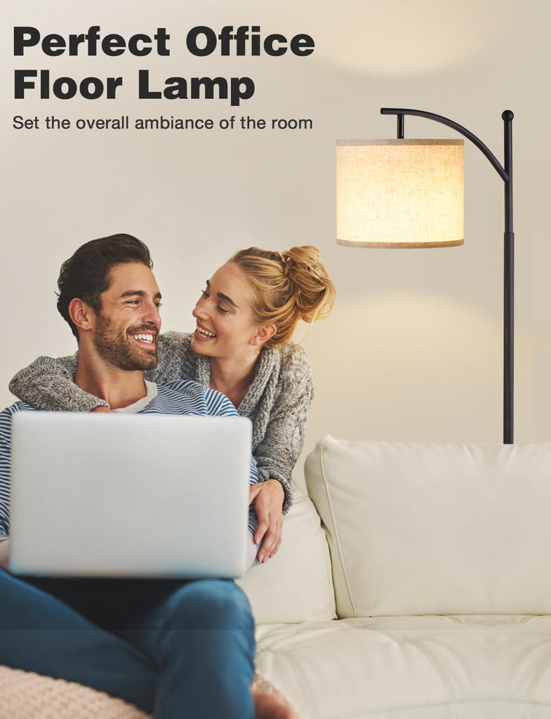 60" Modern Floor Lamp with Beige Shade, 9W LED Bulb
