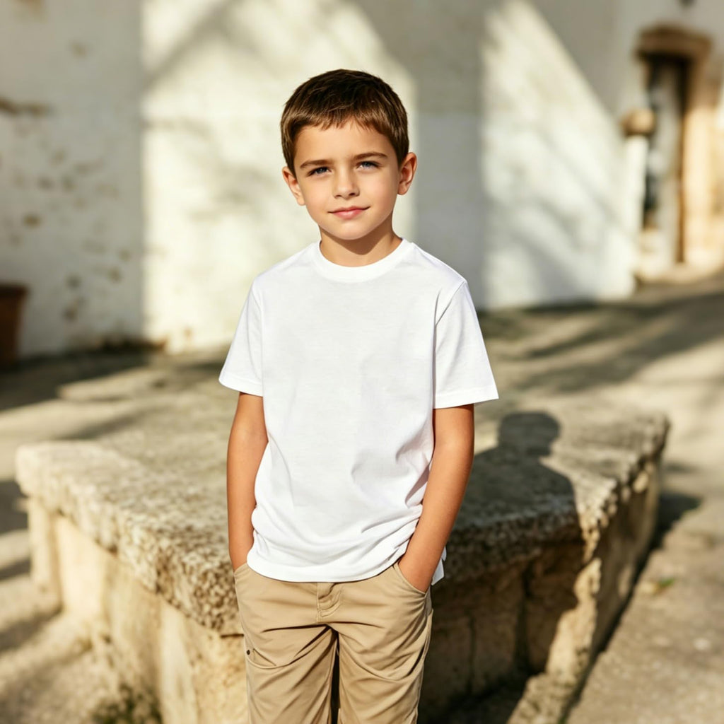 3 Pack Cotton T-Shirt for Kids,Short Sleeve Clothes Undershirts Bulk, Round Neck Tee for Boys and Girls