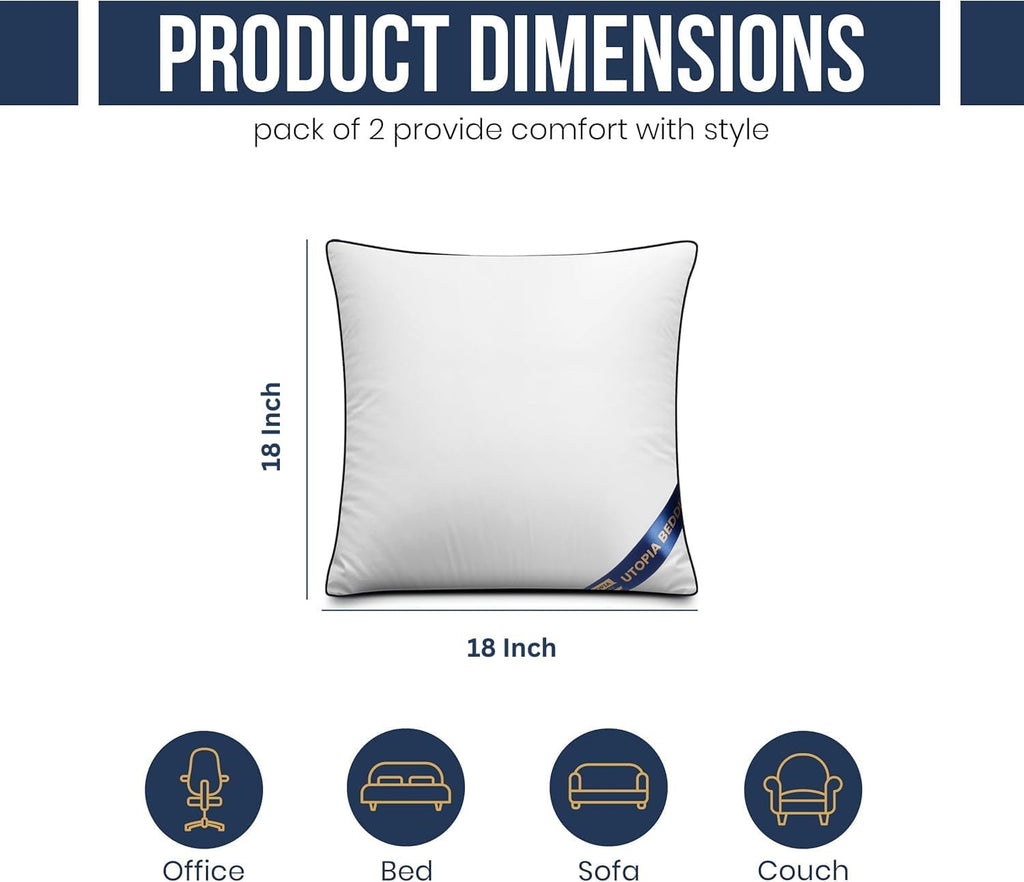 18x18 Throw Pillow Inserts, Decorative Pillows - Set of 2