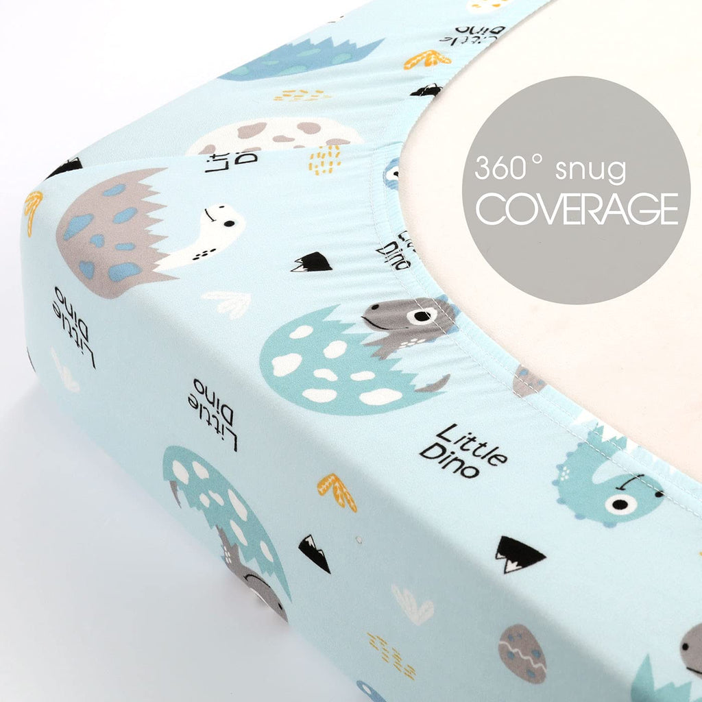 Stretchy Ultra Soft Jersey Knit Fitted Crib Sheets Set 2 Pack, Deep Pocket and Cozy Fits All Standard Crib Mattress