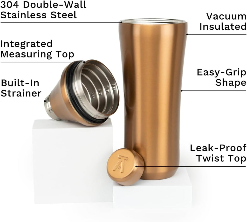 Hybrid Cocktail Shaker, Vacuum Insulated Stainless Steel, Copper, 28 oz