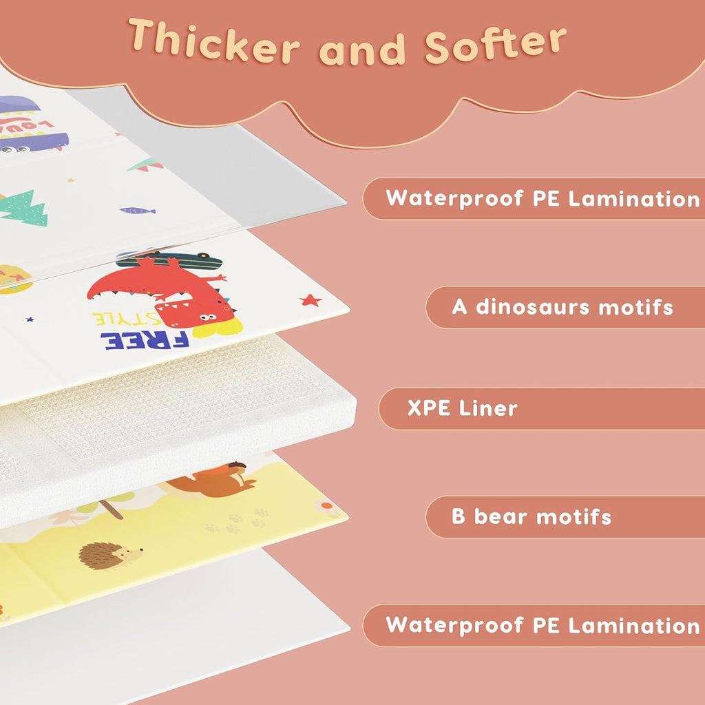 74" × 50" Baby Play Mat for Floor, Baby Playmat for Playpen, Thick Ultra Soft Playpen Mat for Playing or Crawling