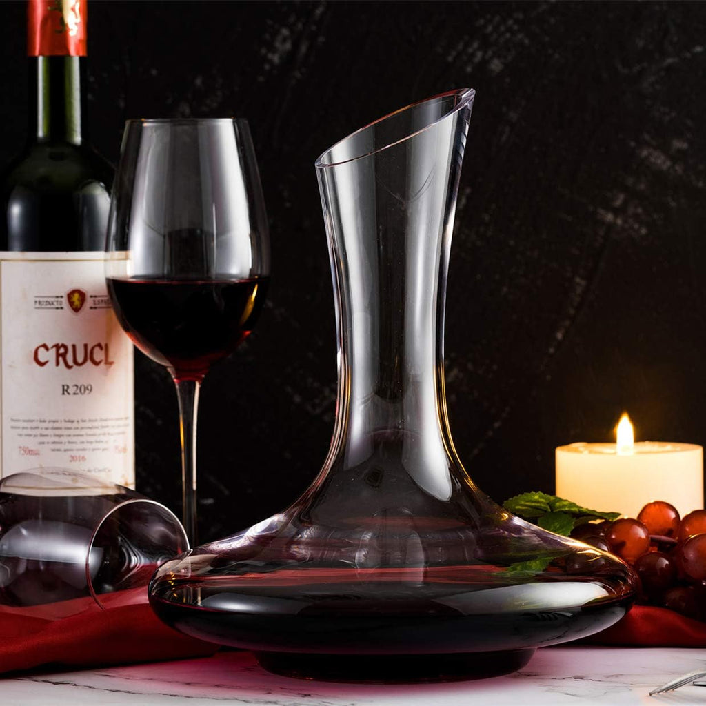 Wine Decanter,Red Wine Carafe,Wine Aerator,100% Hand Blown Lead-free Crystal Glass with Cleaning Beads,Wine Decanters