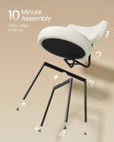 Boucle Dining Chairs Set of 2, Upholstered Kitchen Dining Room Chairs with Curved Backrest and Steel Frame