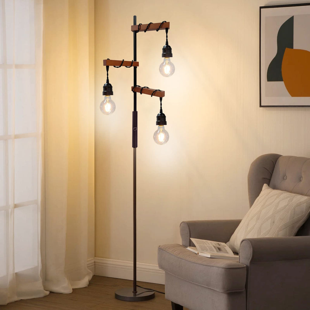 Dimmable Industrial Floor Lamp, Modern Farmhouse Tree Standing Lamps Bedroom Office Rustic Home Decor