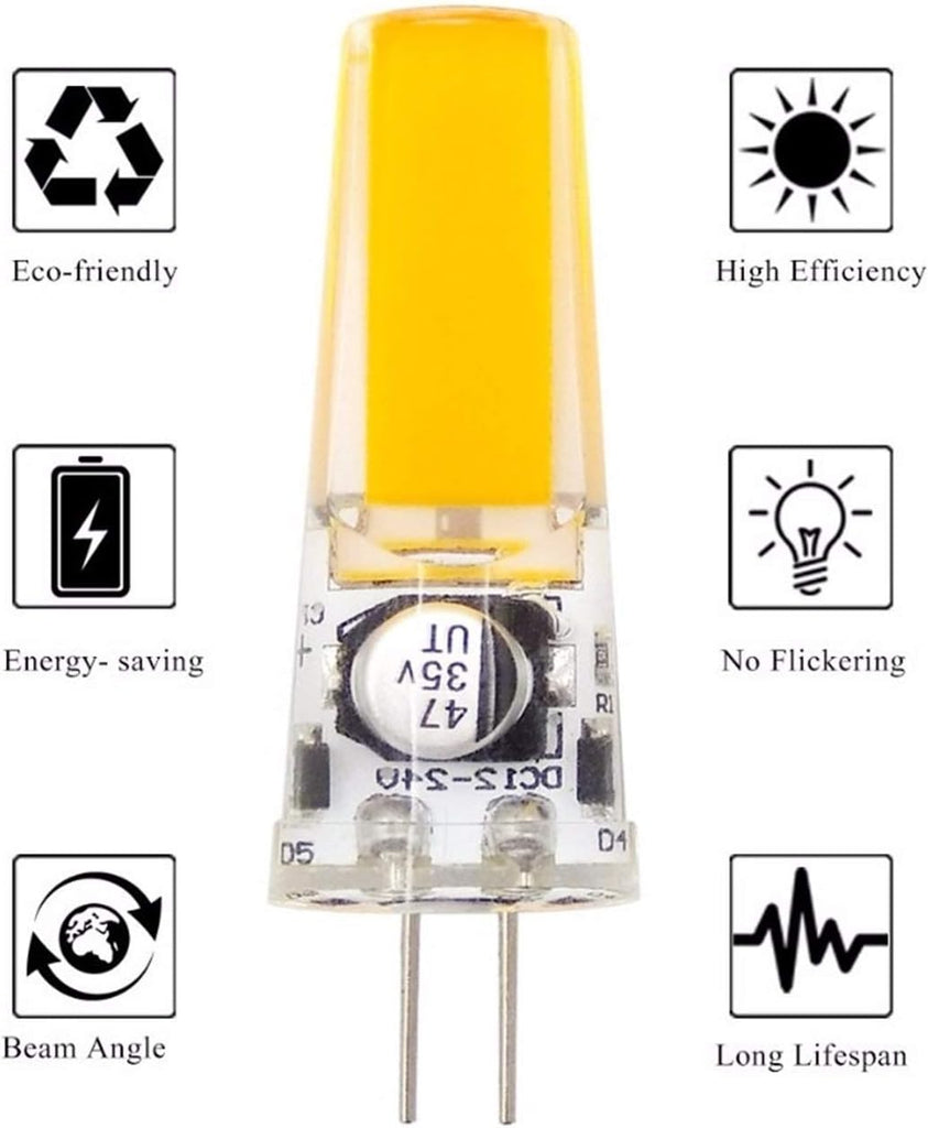 Low Voltage Lights LED No-Dimmable Bi-pin Base Bulb, GY6.35 GY6.35/G6.35, AC/DC 12-24 Volt, 3Watt Equivalent to T4 JC