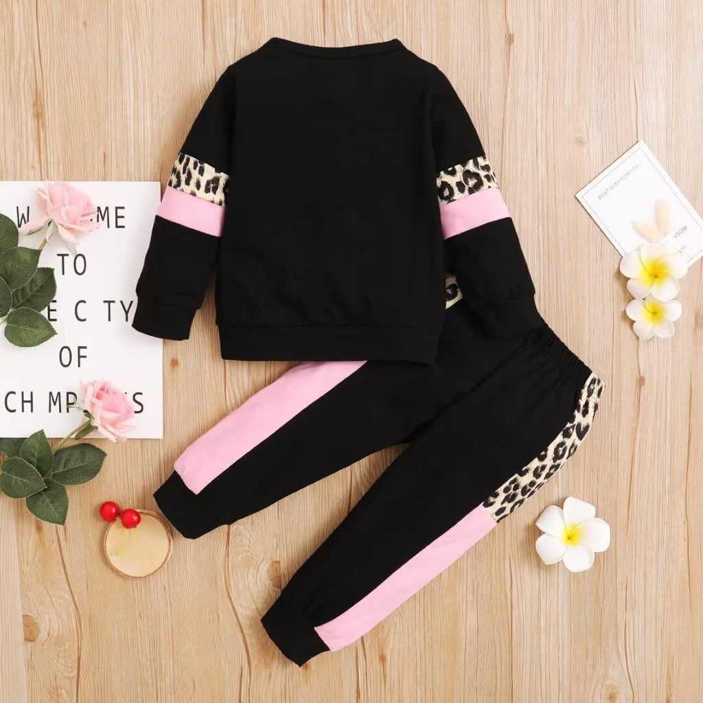 Toddler Girl Clothes Fall Winter Outfits Long Sleeve Leopard Sweatshirt Tops Pants Set 2 Pcs