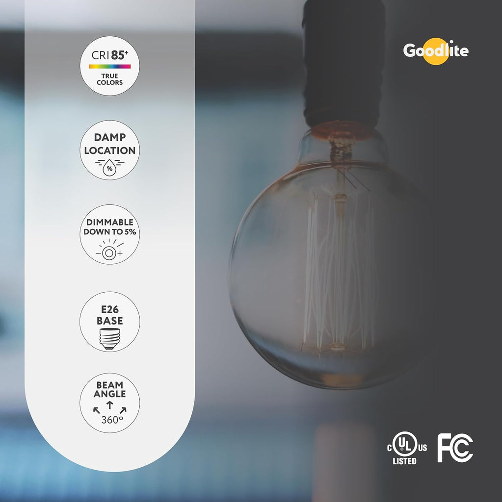 Filament 100 Watt Equivalent, G30 Edison Style, 1600 Lumens, Medium E26 Base LED Light Bulb Dimmable, Clear