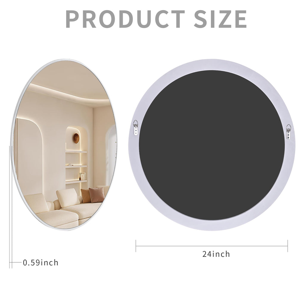 24 Inch White Round Bathroom Mirror