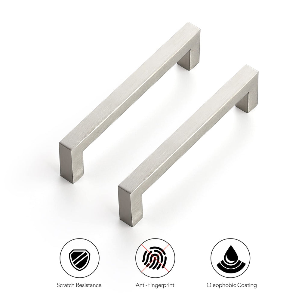 Brushed Nickel Square Cabinet Handles & Pulls 5 Inch 32 Pack