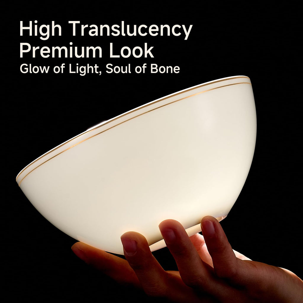 18Pcs Gold Trim White Bone China Set, Service for 6