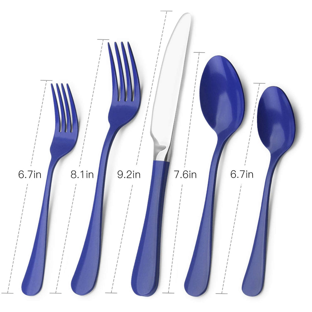 Blue Silverware Set, 20-Piece Stainless Steel Flatware Set, Kitchen Utensil Set Service for 4, Tableware Cutlery Set
