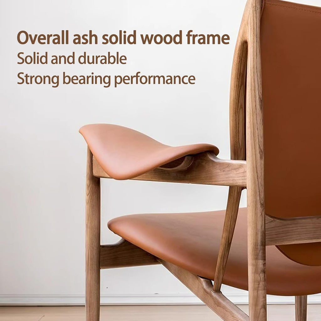 Inspired Chieftain Style Lounge Chair — Black Leather, Solid Ash Frame