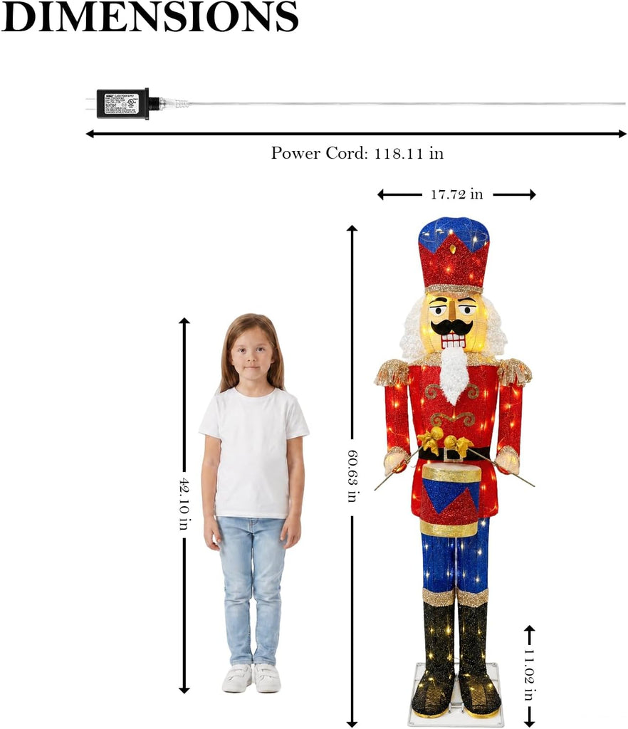 5FT Large Lighted Nutcracker Christmas Decoration Outdoor Blue