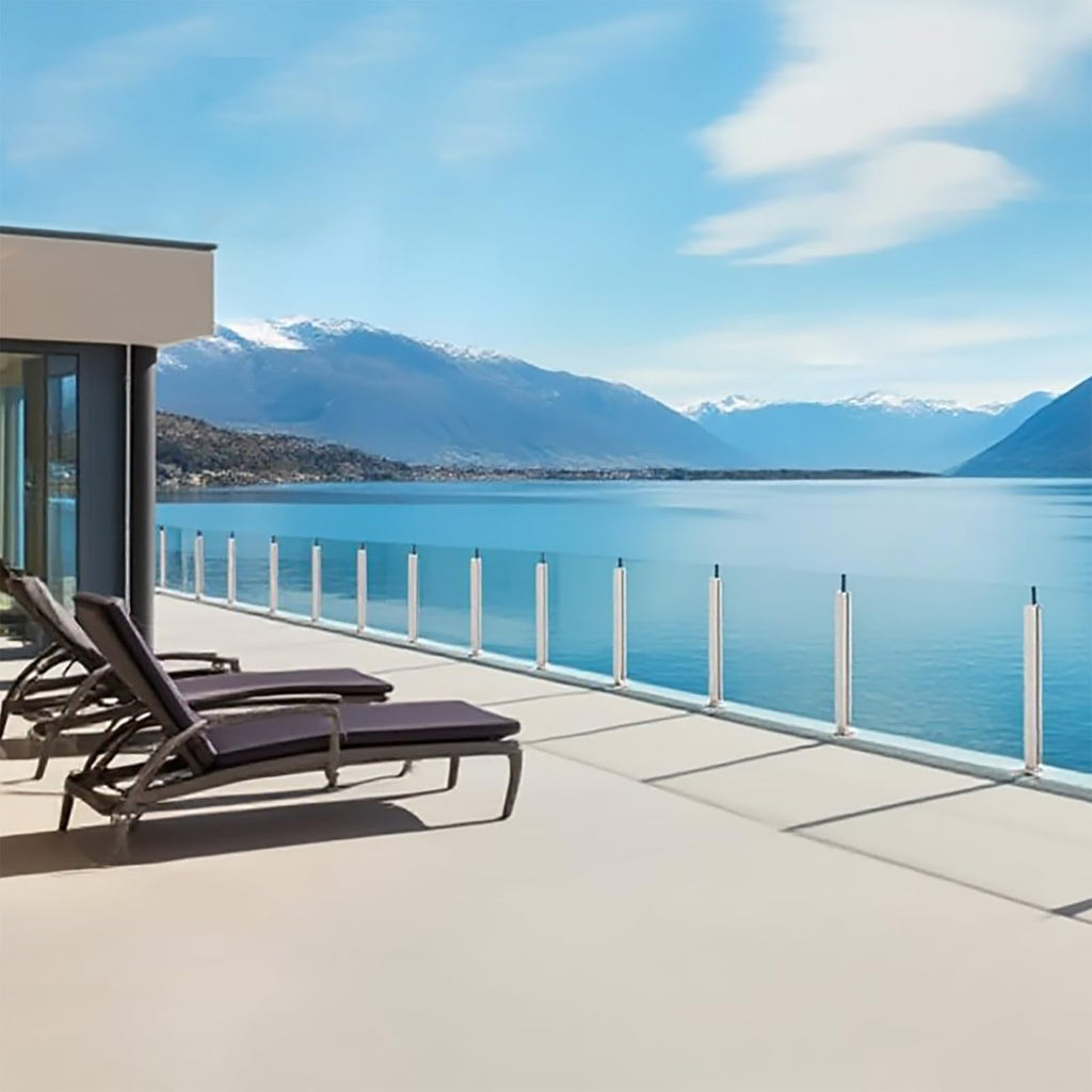 Glass Railing Post, No-Punch Glass Railing System with Spigot Slots & Base, Heavy-Duty 304 Stainless Steel Clamp for